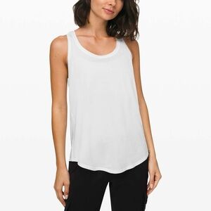 Lululemon Womens Love Tank Pleated Back White Pima Cotton Top